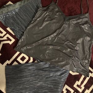 Shimmering Gray Camisole and Pants Set